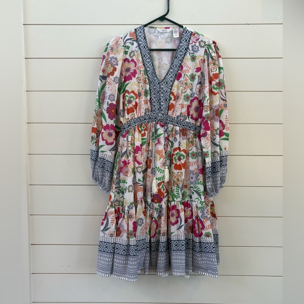 Kaktus Floral Boho Tiered Long Sleeve Dress